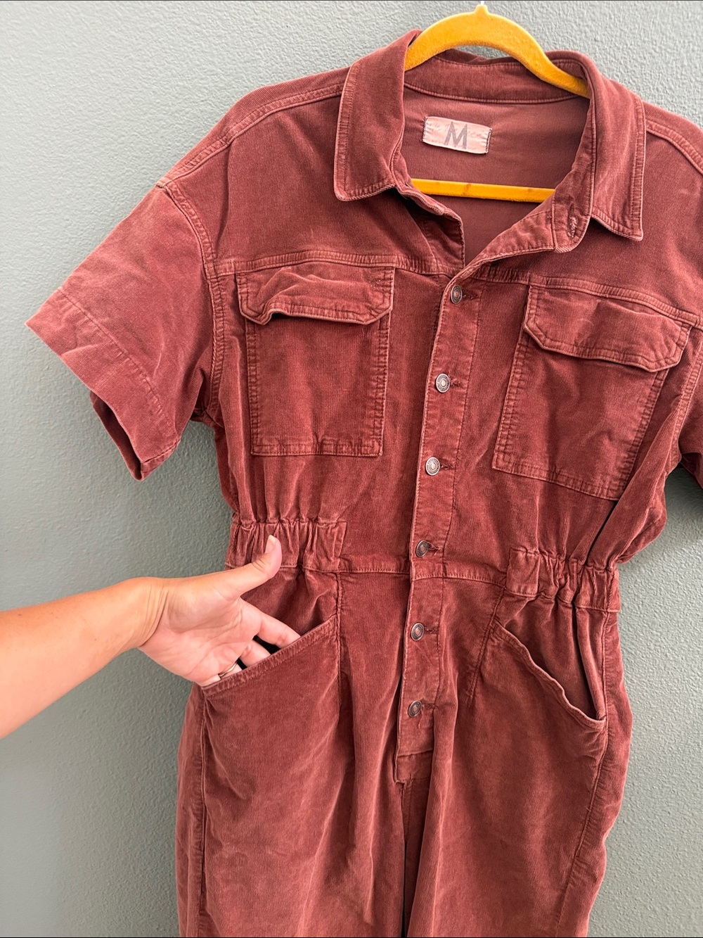 Free People Brick Brown Short-Sleeve Utility Jumpsuit - Picture 6 of 9